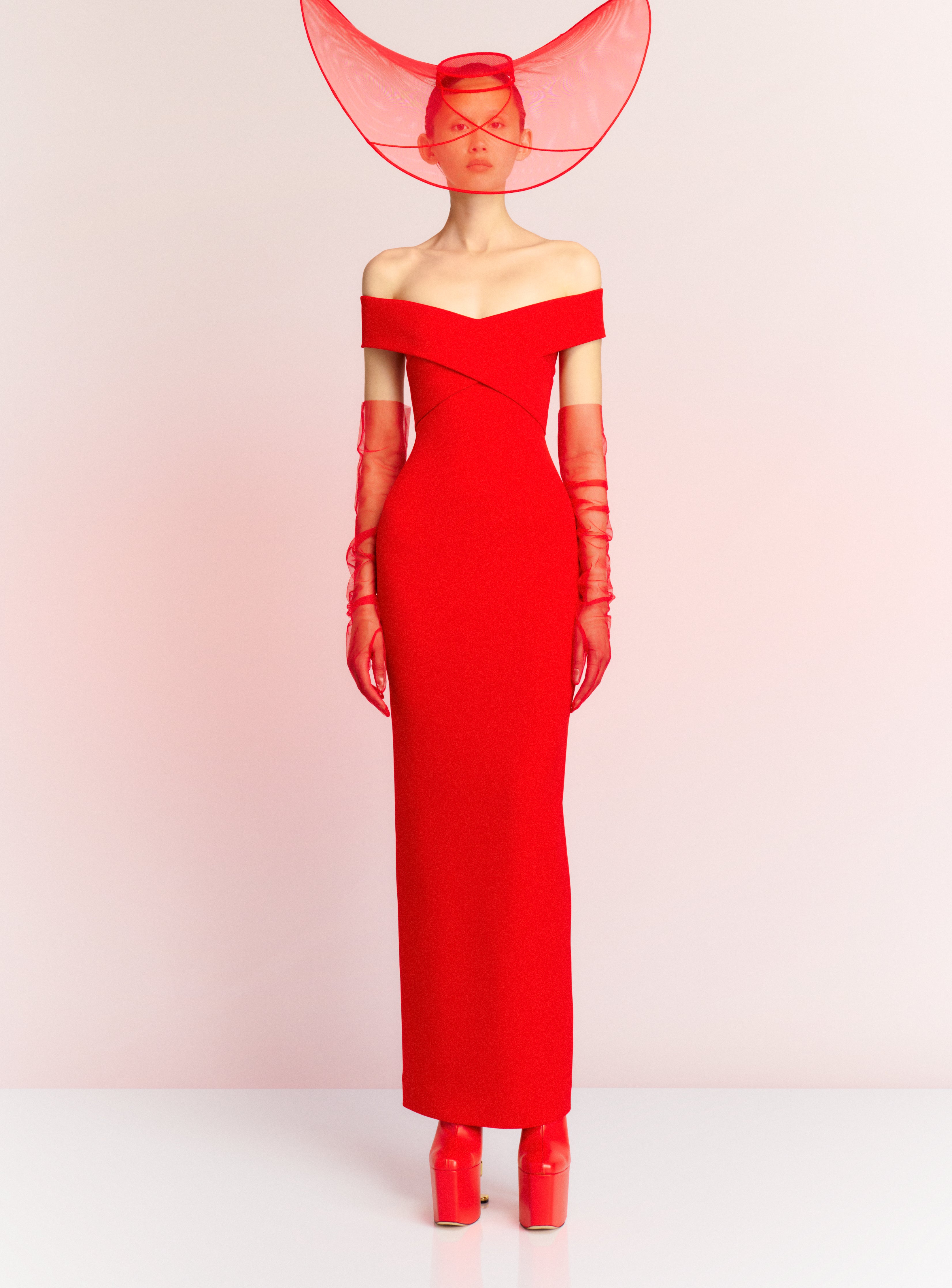 Ines Red Plunge Neck Sculptured Back Maxi Dress – Club L London - USA