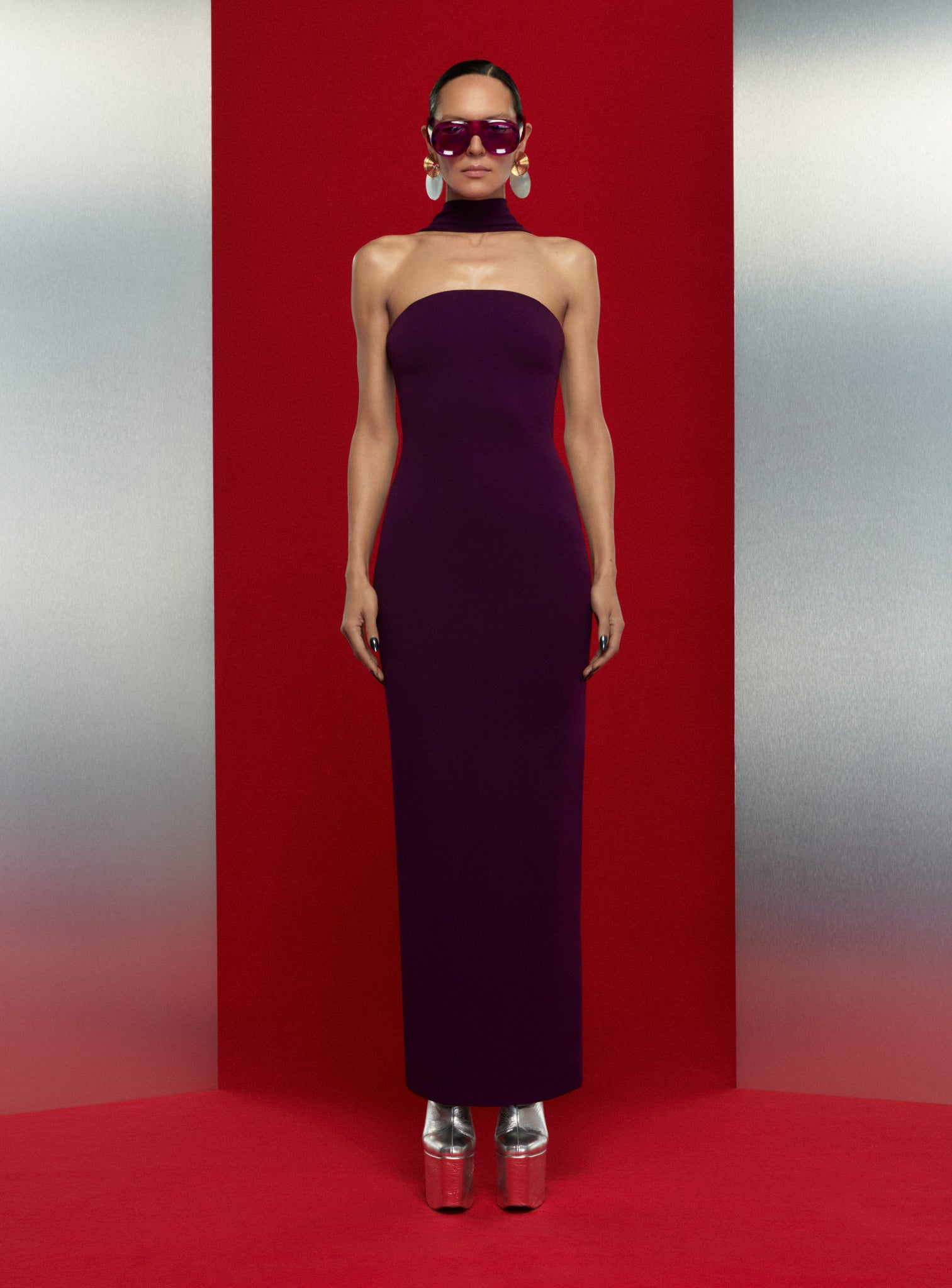 The Amari Maxi Dress in Aubergine