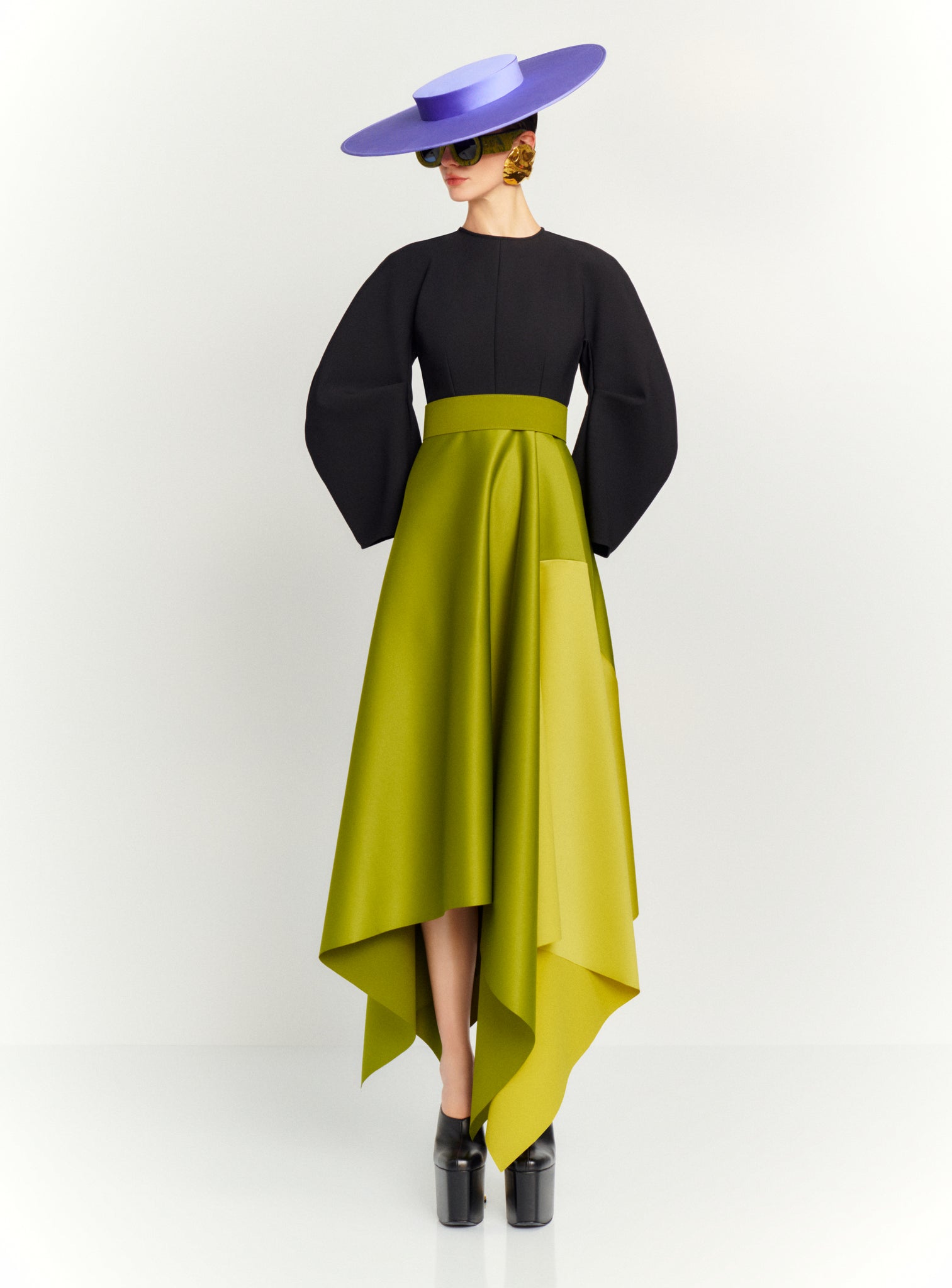 The Quinn Midi Dress in Black, Sweet Pea Green and Chartreuse