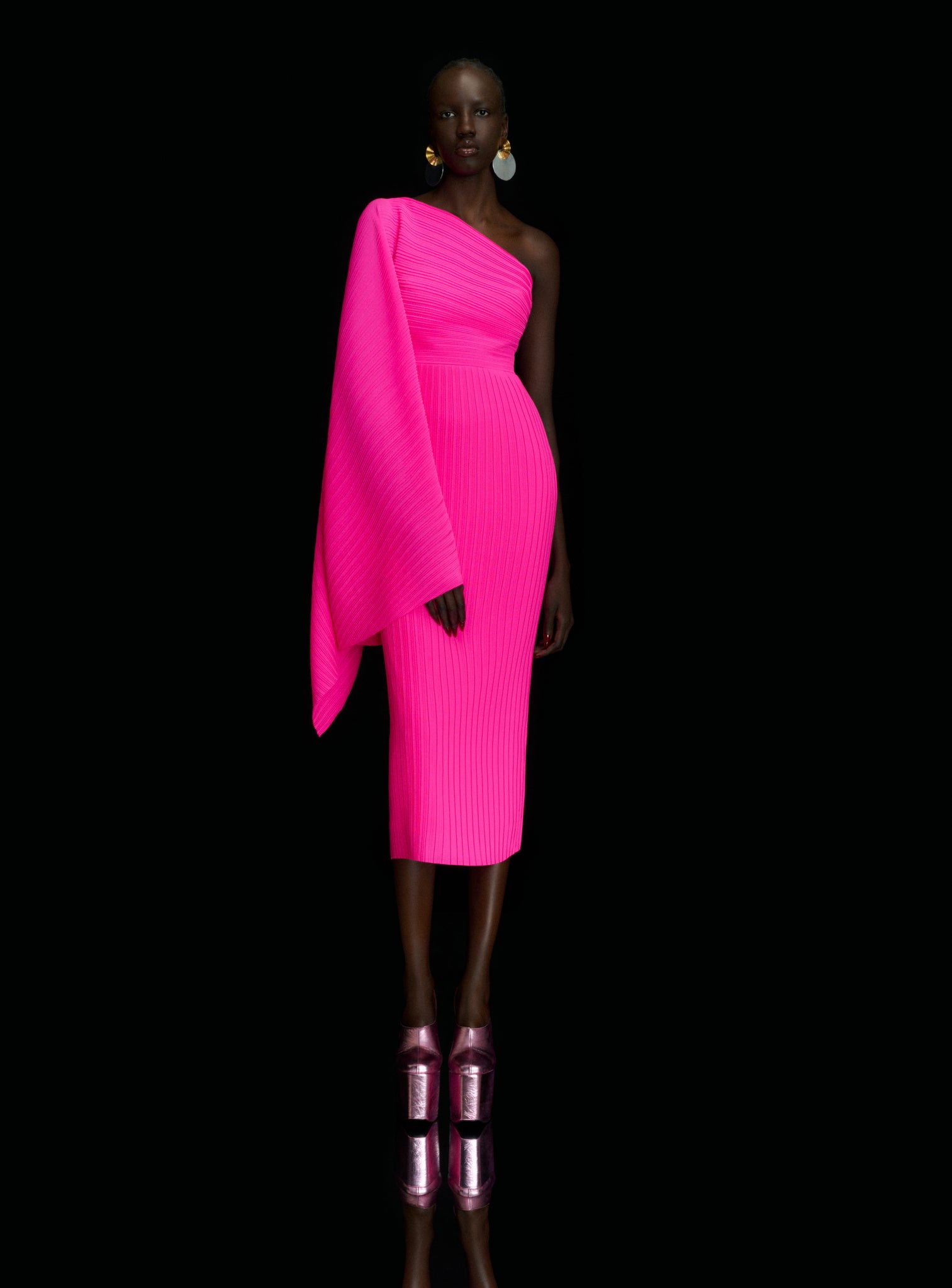 The Lenna Midi Dress in Hot Pink