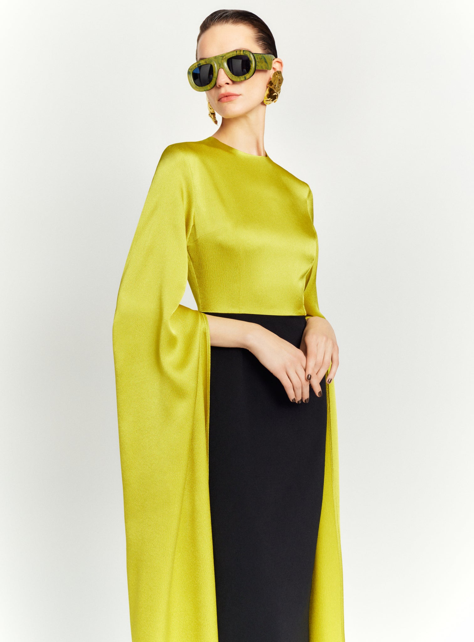 The Adley Maxi Dress in Chartreuse and Black