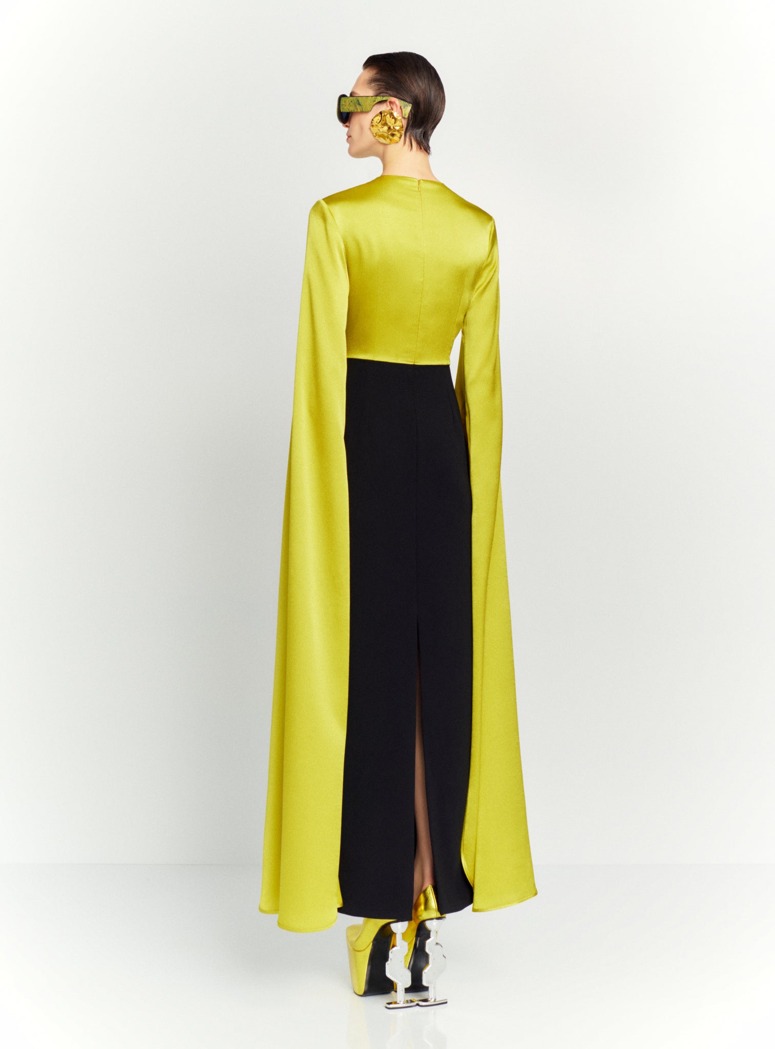 The Adley Maxi Dress in Chartreuse and Black