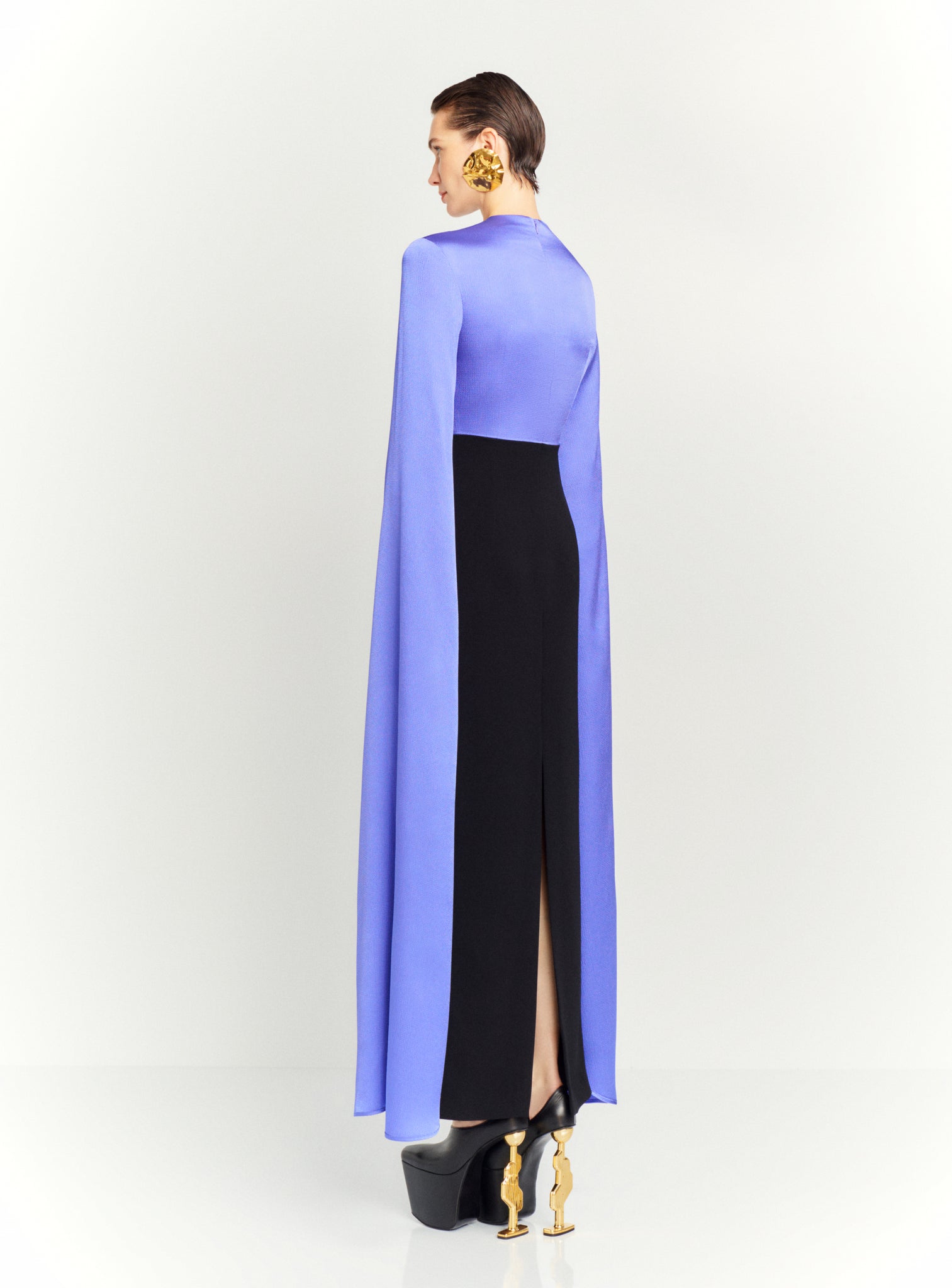 The Adley Maxi Dress in Periwinkle and Black