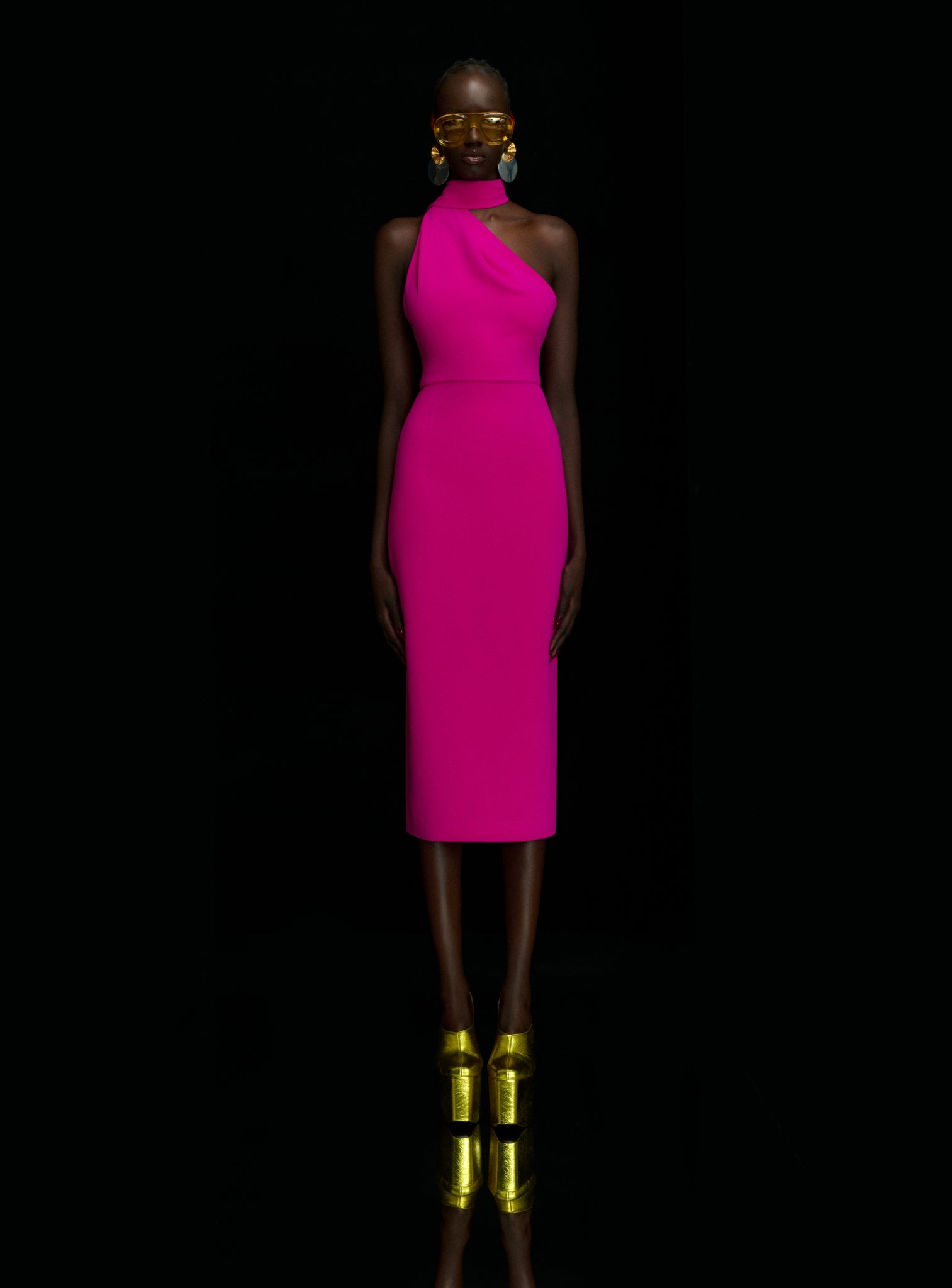 The Samira Midi Dress in Magenta