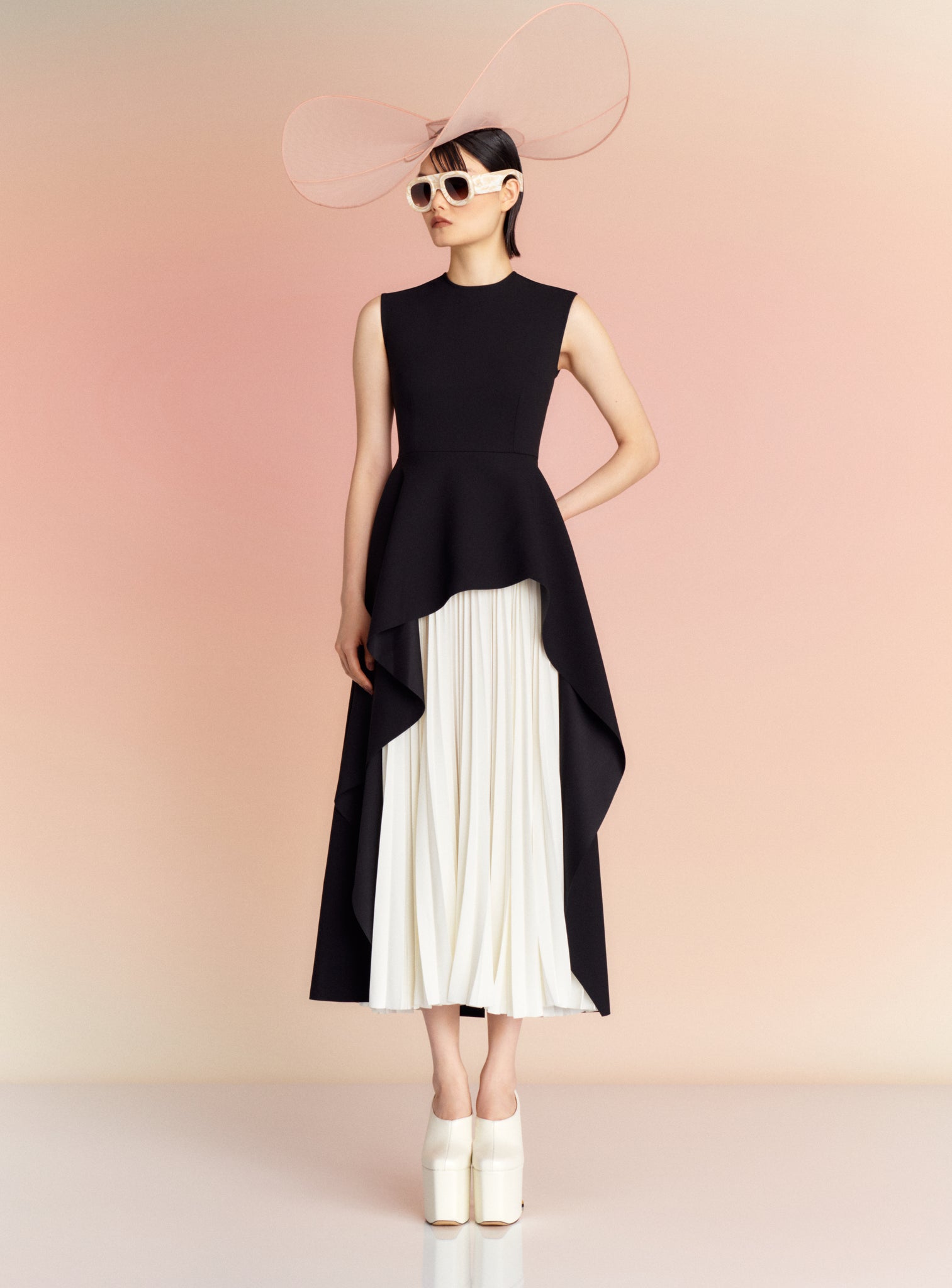 The Severny Midi Dress in Black & Cream – Solace London