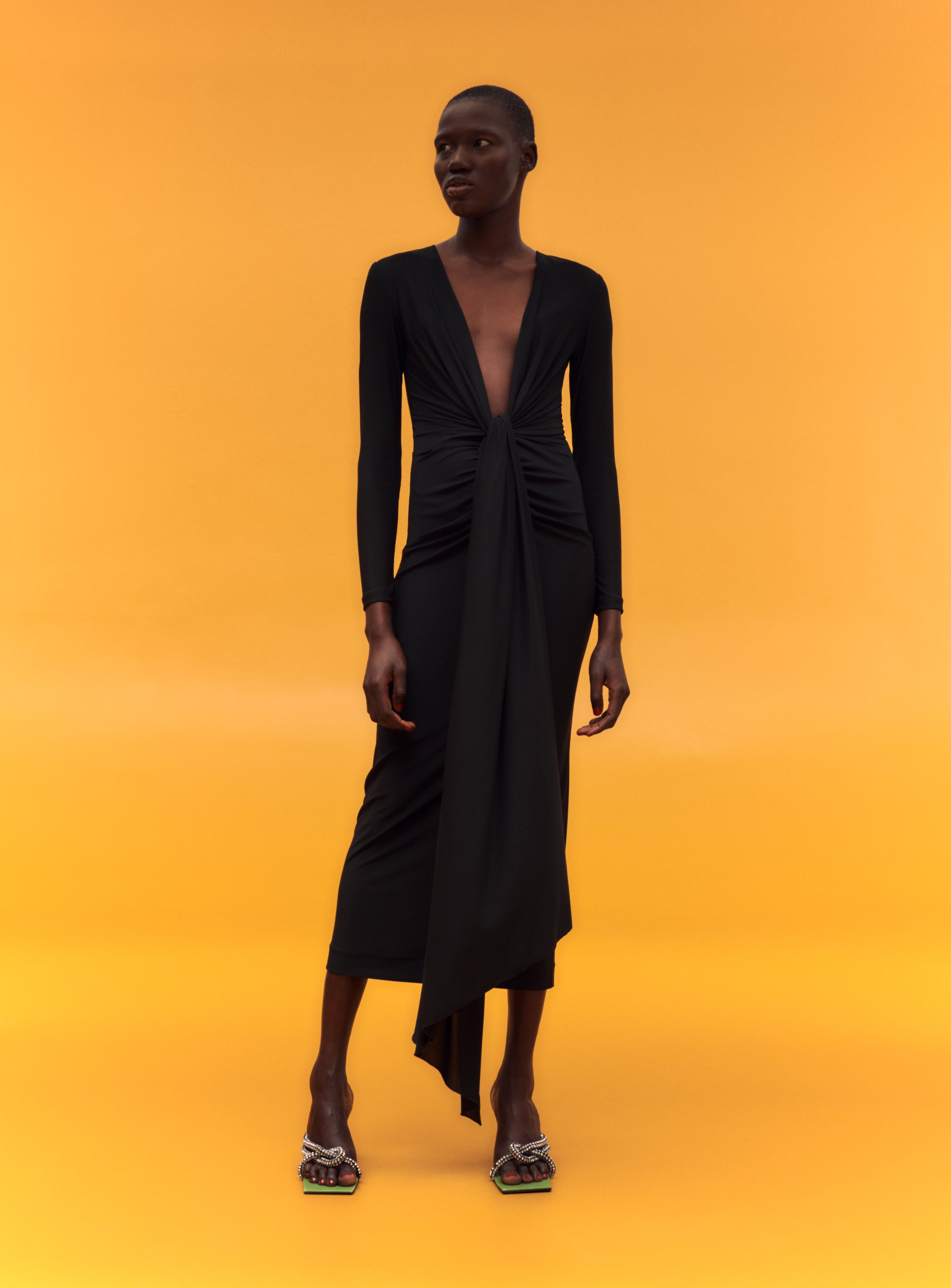 The Lorena Midi Dress in Black – Solace London