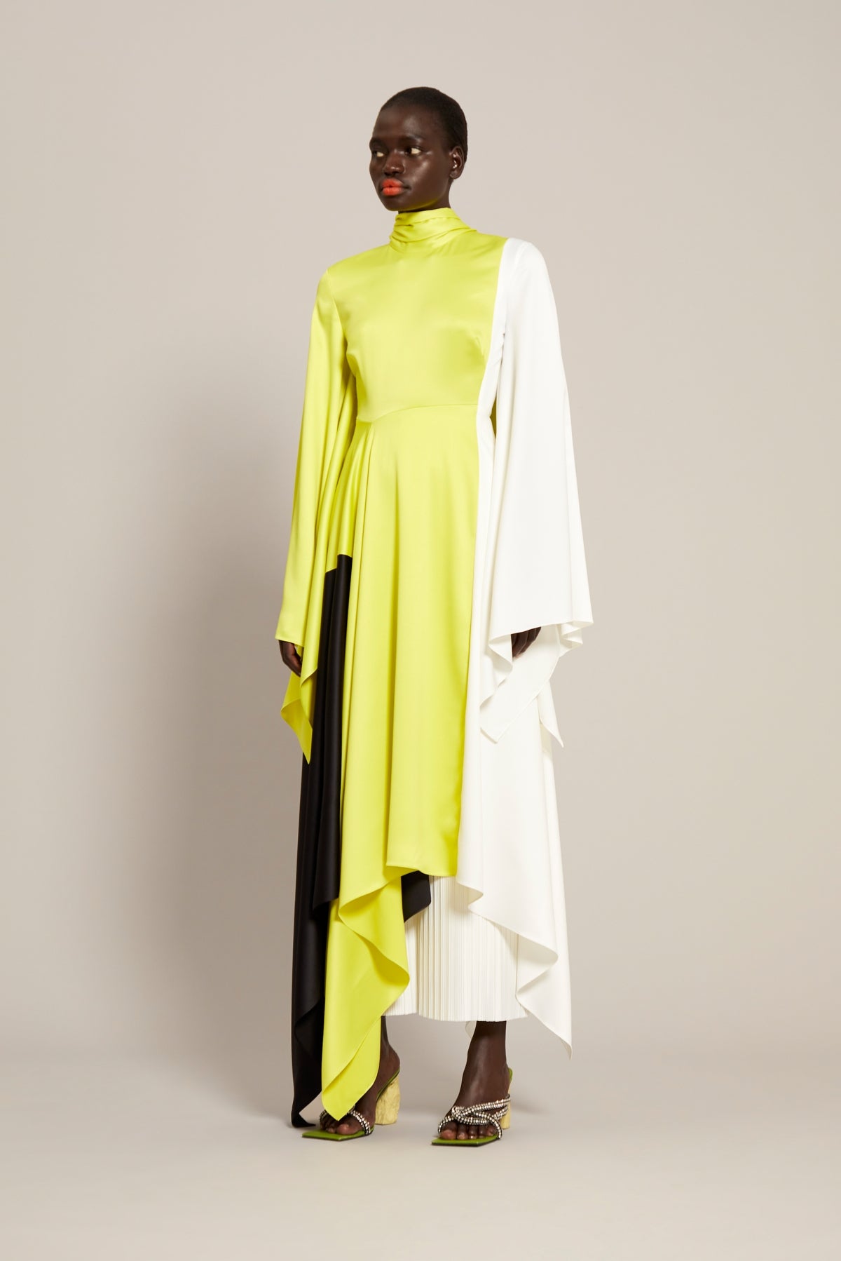 The Ella Dress in Colour Block Sulphur – Solace London